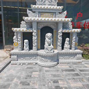 永州芝麻白中国黑石材套墓 花岗岩墓碑
